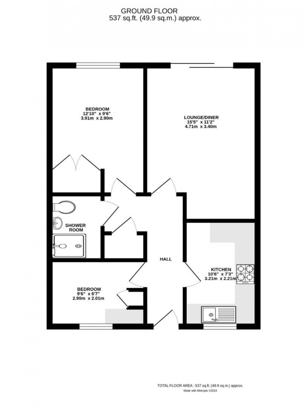 Floorplan for Ferrieres Close, Dunchurch, Rugby