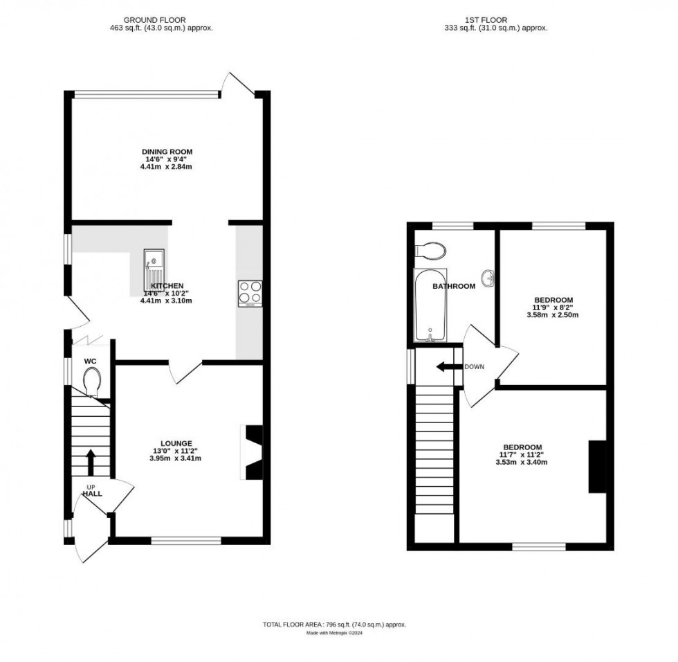 Floorplan for Shenstone Avenue, Rugby