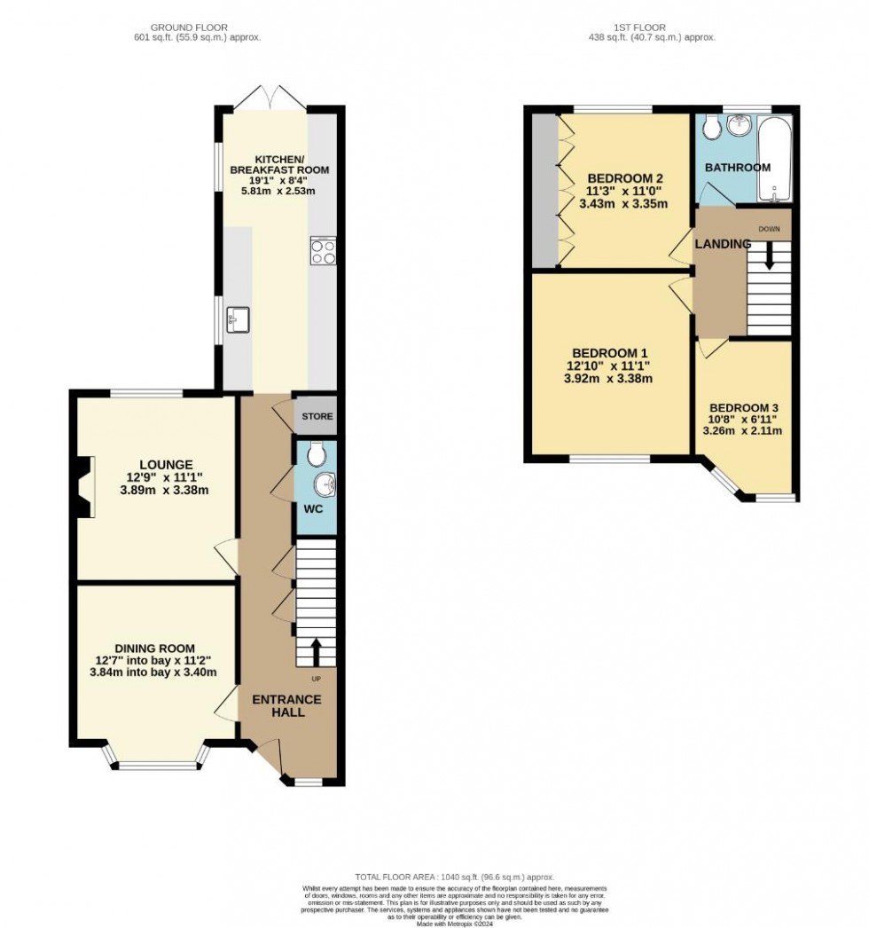 Floorplan for Tiverton Avenue, Northampton