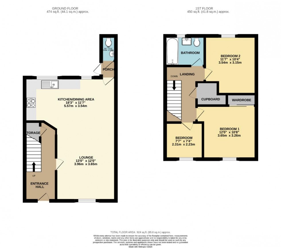 Floorplan for Tonmead Road, Lumbertubs, Northampton